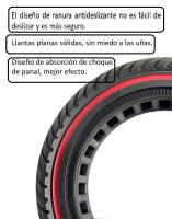 2 Piezas Neumático sólido de 8.5 pulgadas para Patinete Electrico Rueda de 8,5 Pulgadas, Rueda de Repuesto Antipinchazo, Neumáticos de Reemplazo delantero/trasero Compatible con Xiaomi M365 y PRO, Ducati, Lexgo, Vivobike,  (Rojo) - details 0
