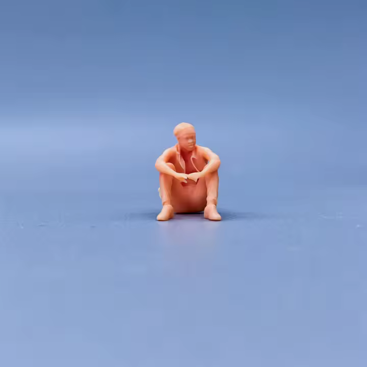 Modelo De Resina 1/64 1/43 Escala Joven Hombre Sentado En El Suelo Miniatura Diorama No Pintado Manualmente S522 Para Adultos - 1