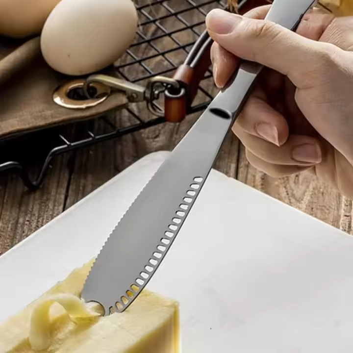 Cortador De Queso Manual Con 4 Cables De Repuesto Cuchillo De Queso Acero Inoxidable Ajustable Con Ruedas Para Cocina - 1