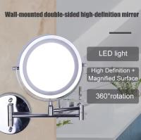 Espejo de baño de brazo plegable montado en la pared con luz LED, aumento de 10X, doble cara, atenuación táctil, Espejos de maquillaje - details 5