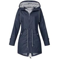 Chaqueta De Lluvia Para Mujer Ligera Impermeable Estilo Trench Con Cordón Ideal Para Caminatas Casuales Al Aire Libre - details 4