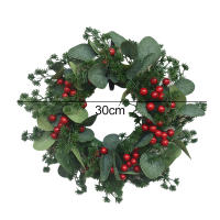 Corona Navideña De 30CM Para Colgar En Puertas Decoración De Casa Y Fiestas Estilo Rustico Hecha De Rattan Material Plástico - details 3
