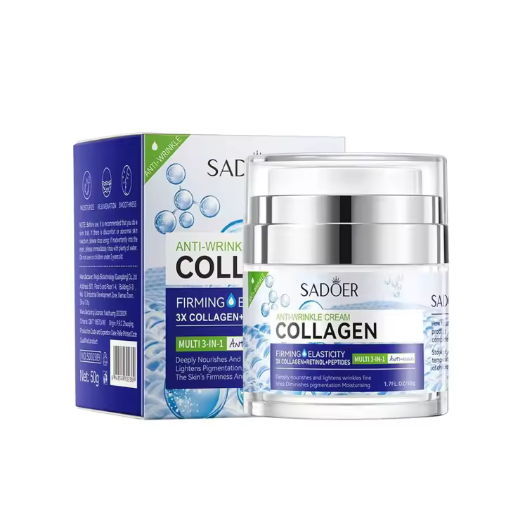 Crema de mejora de tensión, crema hidratante, adecuada para la cara, el cuello y los ojos, rica en colágeno, mejora la piel, reduce las arrugas, repara la piel relajada, crema de la mañana y la noche para mujeres y hombres - 1