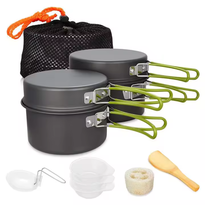 Juego de Cocina para Acampar Utensilios de Cocina al Aire Libre Plegable Mochila de Senderismo al Aire Libre Bol de Olla de Malla - 1
