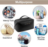 Bolsa de Maquillaje, Bolsa de Cosméticos Impermeable Bolso de Viaje PU Cosméticos Bolsa de Cosméticos de Viaje de Gran Capacidad con Divisor Bolsa Portátil para Viajes Negro - details 1