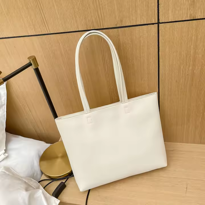 Bolso De Hombro Para Mujer Gran Capacidad Sencilla Bolso Bandolera 2024 Estilo Casual Con Cierre De Cremallera Material PU - 1