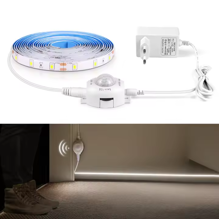 Tiras LED Con Sensor De Movimiento PIR 12V Impermeables Para Iluminación Automática En Escaleras Armario Cocina Luz Diode Tape - 1