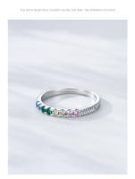 Zenyth-Anillo de Plata de Ley 925 Auténtica para Mujer, sortija de circorita de Colores brillantes, joyería FINA Clásica, sortija de circonita a la moda - details 7