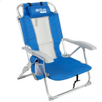 Aktive - Silla de playa plegable con respaldo reclinable 5 posiciones, 49x56x78 cm, fabricada de aluminio y textileno, con cojín, bolsillos laterales y topes antivuelco, máx. 110 kg, sillas de playa, sillas plegables, accesorios verano - details 0