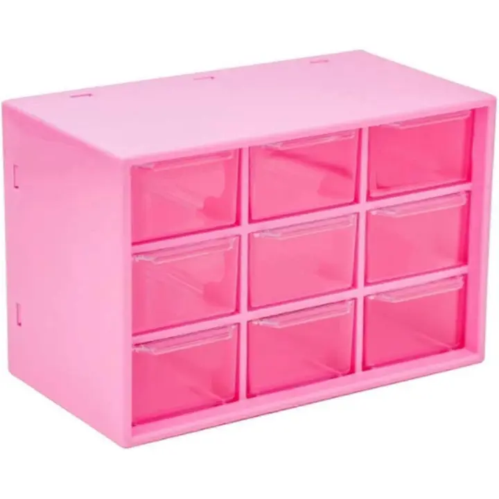 Caja de almacenamiento de plástico para joyas y artículos diversos de escritorio, - 1