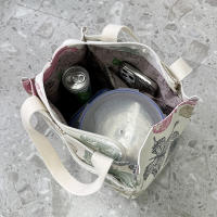 Nueva Bandolera De Lona Con Estampado Floral Bolsa De Almuerzo Portátil Con Varios Bolsillos Y Cierre De Cremallera Para El Día a Día - details 11