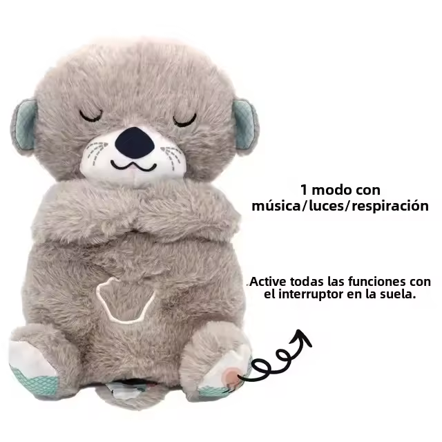 Oso De Peluche Con Sonido Y Luz Para Bebés Juguete Sensorial Cómodo Para Sueño Y Juego Otter Respirable Regalos Para Recién Nacidos - 1