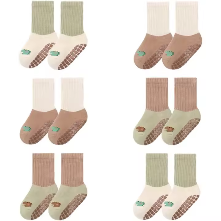 Pack de 6 Calcetines Térmicos Invierno de Algodón Antideslizantes para Bebé Niño Niña - 1