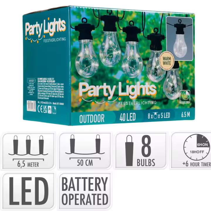 Ledkia Guirnalda Exterior LED de 8 Bombillas Daku 6.5m 2700K Blanco Cálido - 1