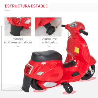HOMCOM Moto Eléctrica Vespa para Niños de 18-36 Meses con Faro Bocina y 4 Ruedas Motocicleta Infantil con Licencia 66,5x38x52 cm - details 4