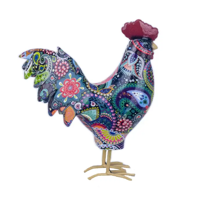CAPRILO REGALOS & DECORACIÓN Figura Decorativa Multicolor de Resina "Gallo Cachimir" Adornos y Esculturas. Animales. Regalos Originales. Decoración Hogar. 14 x 5,50 x 17 cm - 1
