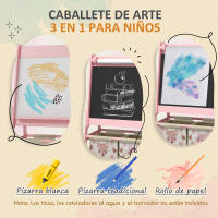 AIYAPLAY Caballete para Niños 3 en 1 Caballete Infantil de Doble Cara Caballete de Arte con Rollo de Papel Pizarras y 2 Cestas de Almacenamiento 54x46,5x93 cm - details 2