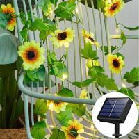 Luces De Cadena LED Solar Ivy Vine Con Hojas De Sandía Y Girasol Artificial Decoración De Jardín Al Aire Libre Para Navidad Y Año Nuevo - details 5
