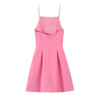 TFMLN Vestido Rosa Elegante Para Mujer Con Tirantes Finos Estilo Simple Verano A-Line Corto Para Fiesta Decoración Sin Adornos Cuello Abierto Sin Mangas - details 2