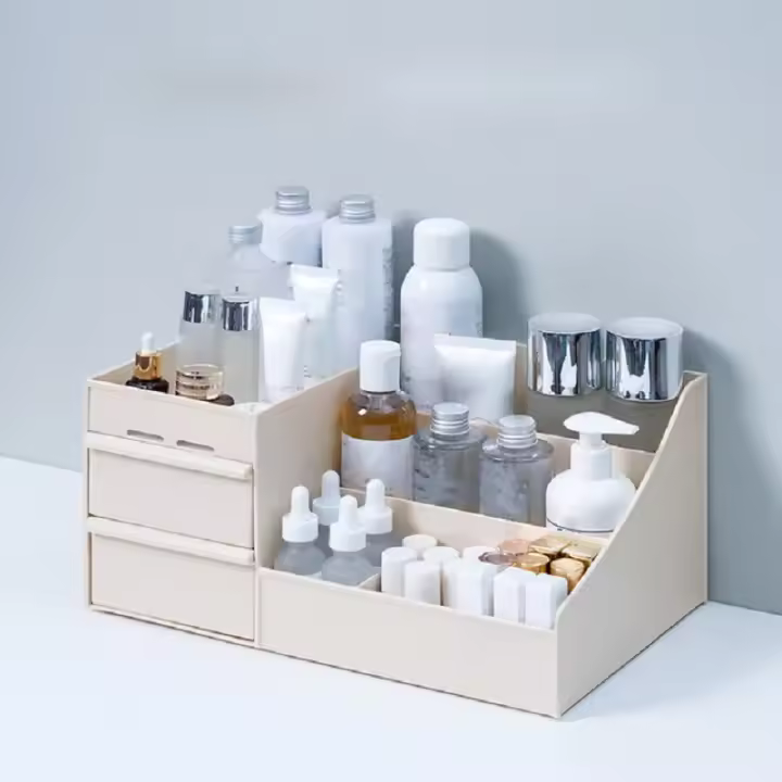 Organizador De Maquillaje Grande Caja De Almacenamiento Para Joyas Y Esmaltes De Uñas Contenedor De Mesa Material Plástico - 1
