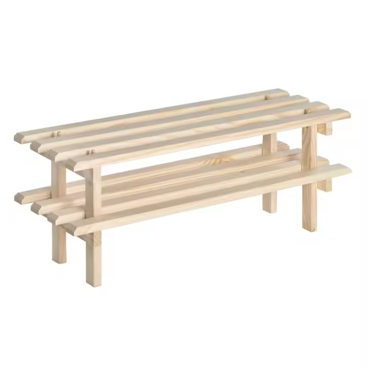 Zapatero de dos baldas apilable de madera de pino (30x75x25,9 cm) - 1