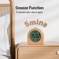Reloj despertador digital con Pantalla LCD de temp y fecha, Reloj despertador inteligente de Madera con badera y Luz - details 2
