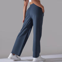 Pantalones Rectos De Pierna Ancha Para Mujer Casual Pantalones De Oficina Cintura Alta Holgados Para Danza Leggings Sin Costuras De Nylon - details 3
