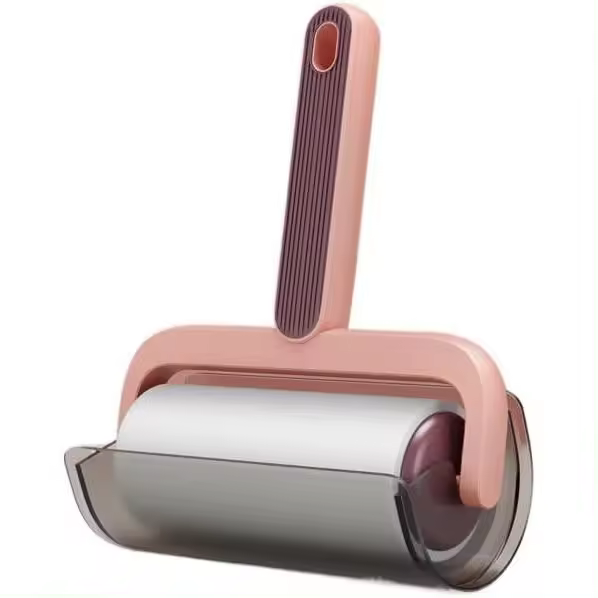 Rodillo quitapelusas adhesivo, kit para quitar pelos de mascotas, cepillo adhesivo para ropa, alfombras, asientos de coche, polvo, perros y gatos (morado) - 1
