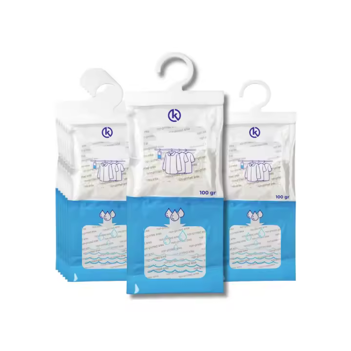 KROWN - Pack de 6/12 Bolsas Antihumedad con Percha para Armarios, Garajes, Trasteros y Autocaravanas - Deshumidificador Absorbente de Alta Eficiencia, Elimina Humedad y Malos Olores - 1