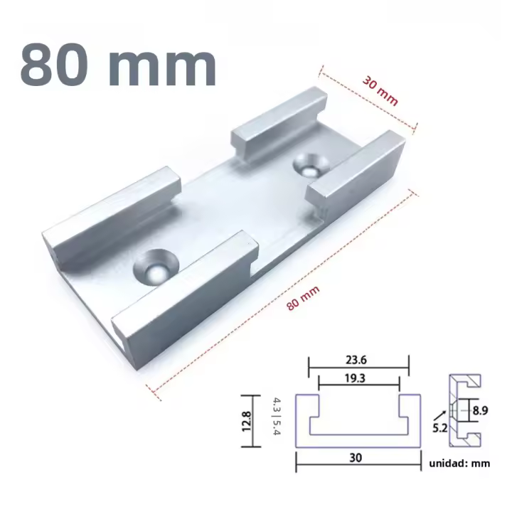 Conector Cruzado Universal Para Torno De Madera T-Track 80mm 200mm Forma Cruzada Rojo Azul Plateado Parte De Intersección - 1