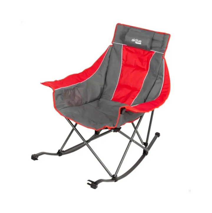 Balancín para camping Aktive plegable + bolsillos laterales gris/rojo - 1