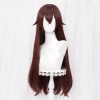 Pelucas De Sintética Genshin Impact Amber Cosplay Longa Marrón Recta Con Franja Resistente Al Calor Peluca De Uso Diario Tamaño Promedio - details 1