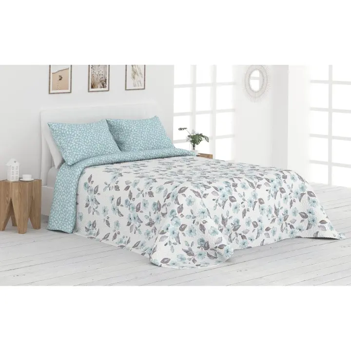COLCHA BOUTI COSIDA REVERSIBLE VICTORIO & LUCCHINO  MODELO VERA CELESTE - 1