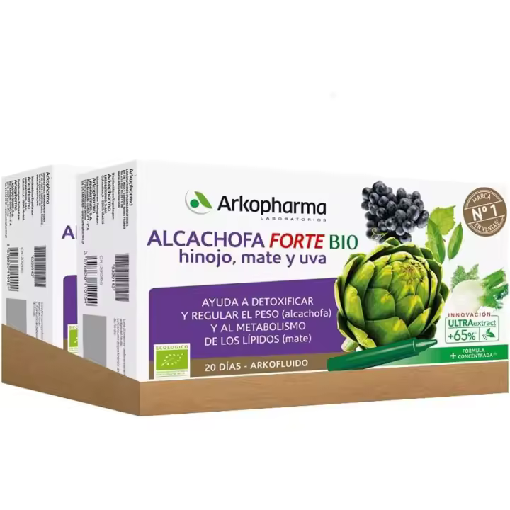 Arkopharma Arkofluido Alcachofa Forte BIO Pack 40 Ampollas - Controla Tu Peso y Detoxifica Tu Organismo - 1
