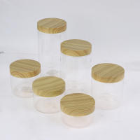 Botella De Almacenamiento Con Cierre De Madera Imitada En Plástico Y Jarra Vacia Transparente Para Viaje - details 7