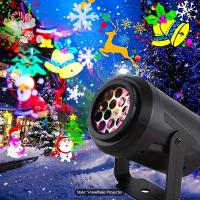 Proyector De Luz LED Para Navidad Con Patrones De Copos De Nieve Y Fiestas Rotativas Compatible Con Interiores Y Exteriores Efecto De Iluminación De Escenario - details 0