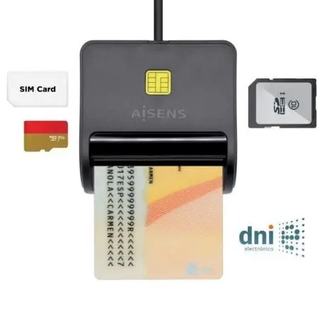 Lector de DNI y Tarjetas Aisens ASCR-SN02SD-BK/ Negro - 1