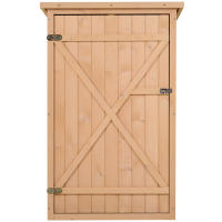 Outsunny Caseta de Jardín de Madera 75x56x115 cm Armario Cobertizo de Exterior para Herramientas con 3 Estantes Interiores Puerta con Pestillo y Techo Asfáltico - details 6