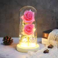 Lámpara De Rosas Rojas En Domos De Vidrio Base De Madera Belleza Y Bestia Regalo De San Valentín Y Navidad Decoración Para El Hogar - details 28