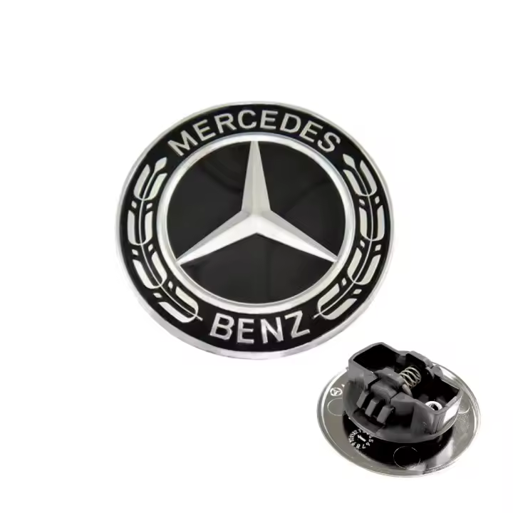 Vicyol S&D Emblema Capó Delantero 57mm. Insignia de Coche para Capó Frontal. Emblema Plano de Plástico ABS, Impermeable y con Presilla de Seguridad. Color Negro. - 1