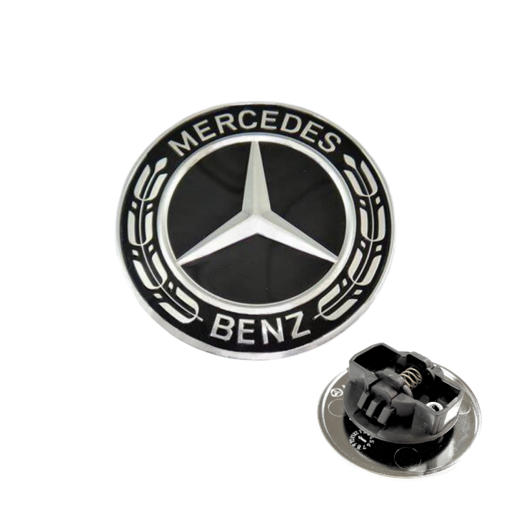 Vicyol S&D Emblema Capó Delantero 57mm. Insignia de Coche para Capó Frontal. Emblema Plano de Plástico ABS, Impermeable y con Presilla de Seguridad. Color Negro.