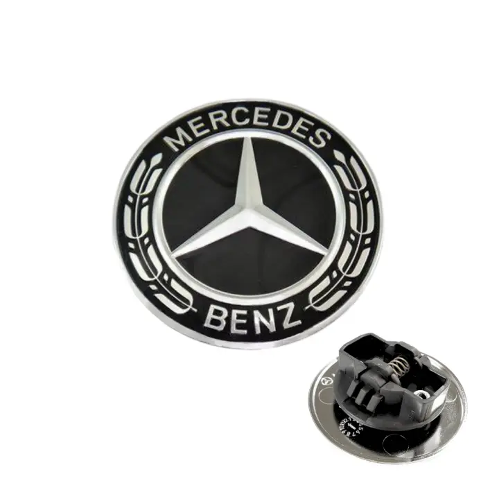 Vicyol S&D Emblema Capó Delantero 57mm. Insignia de Coche para Capó Frontal. Emblema Plano de Plástico ABS, Impermeable y con Presilla de Seguridad. Color Negro. - 1