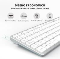 Teclado Inalámbrico Silencioso Español, Teclas de Perfil Bajo, Teclado Numérico, Receptor USB 2.4GHz, Ergonómico Wireless Keyboard para Windows Mac PC Ordenador Portátil - Plata - details 1
