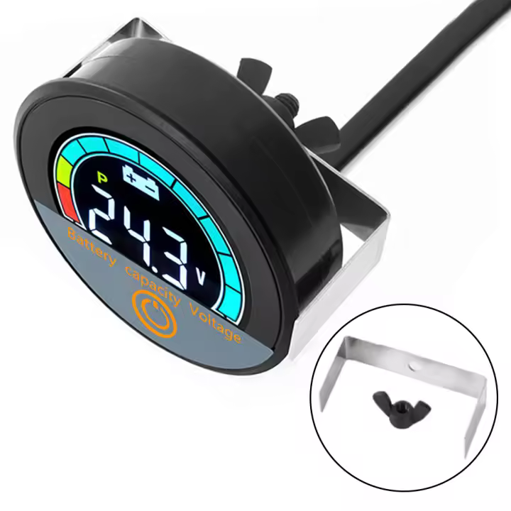 Voltímetro Circular Digital DC8-100V Impermeable Monitor De Capacidad De Batería Medidor De Tensión Para Coche Indicador De Nivel De Batería - 1
