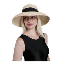 Kebedo Moda Sombrero de Paja Plegable de ala Ancha para Mujer, Sombrero Grande Transpirables con cinta Negra decorativa, Protección UV, Pamela Grande Beige para Sol, Verano, Playa, Viajes y Vacaciones, Talla Única Ajustable para Mujer Adulto 56-57CM - details 1