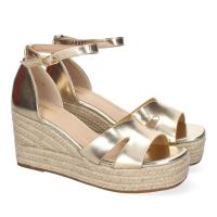 PuntoSalao Sandalias doradas de cuña en yute para mujer VR5-1562 - details 0