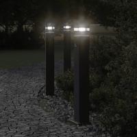 vidaXL Lámpara de suelo de exterior con sensor aluminio negro Dimensiones 50 cm, 80 cm, 110 cm - details 1