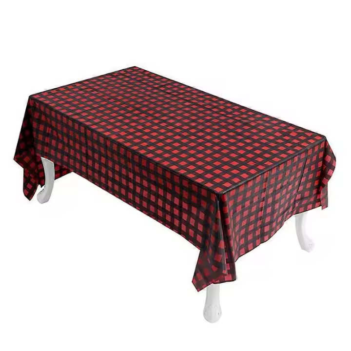 Checkered Buffalo Plaid Gingham Fabric Rectangle Tablecloth for Summer Picnics and Patriotic Parties (54" x 108") - 1