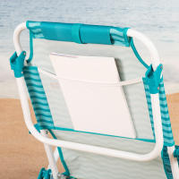 Aktive - Silla de playa plegable, 4 posiciones, 48x58x76 cm, aluminio y poliéster, soporta 110 kg, topes antivuelco, incluye cojín acolchado, bolsillo lateral y trasero, transporte tipo mochila, silla reclinable de playa, respaldo reclinable - details 6