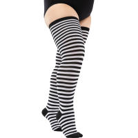 Medias Largas De Pierna Para Mujer Talla Grande Con Estampado Rayado Antideslizantes Para Halloween Accesorio De Costura - details 1